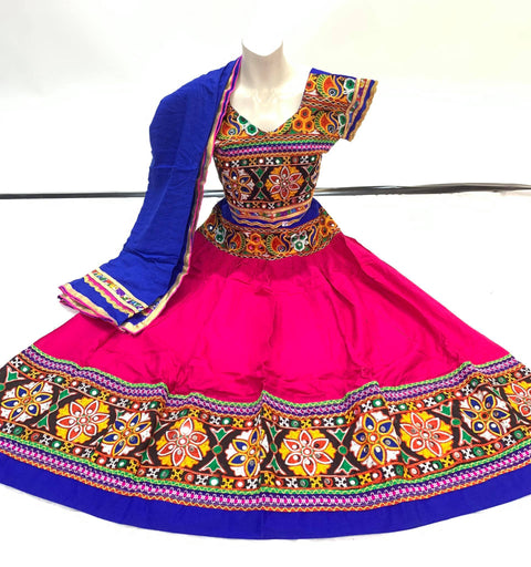 Multicoloured Cotton Based Heavy Work Chaniya Choli