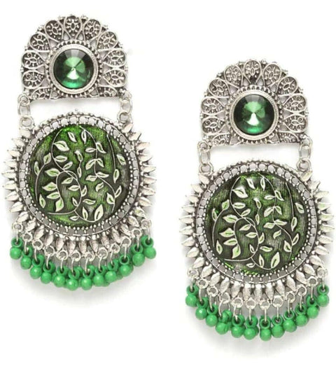 beautiful oxidised green earrings