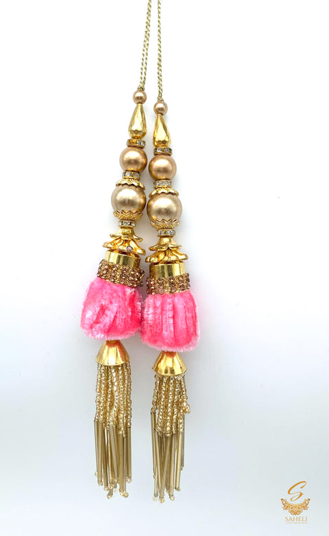 lite  pink velvet based jerkan and pipe work beautiful latkan 16cm (pair)