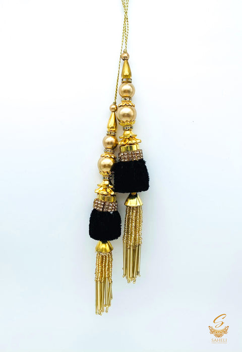 Black velvet based jerkan and pipe work beautiful latkan 16cm (pair)