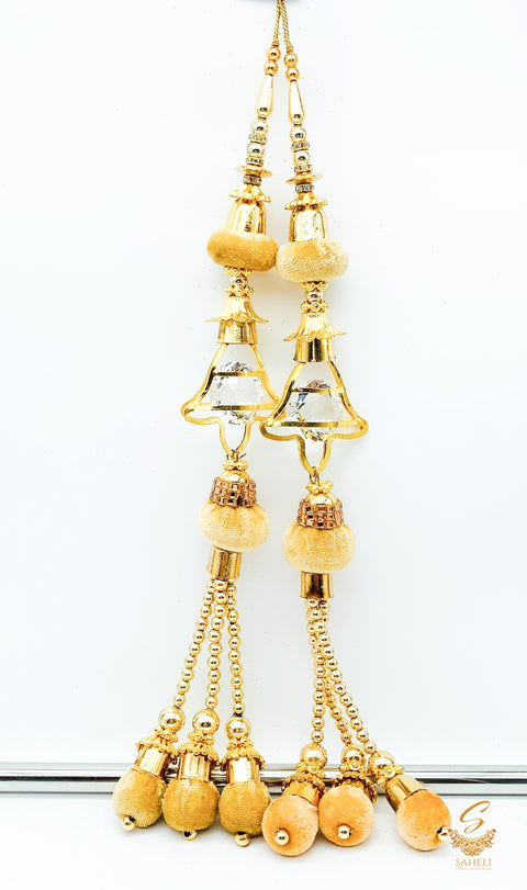 Golden Jerkan With Crystal Stone Long Latkan 35cm (Pair)