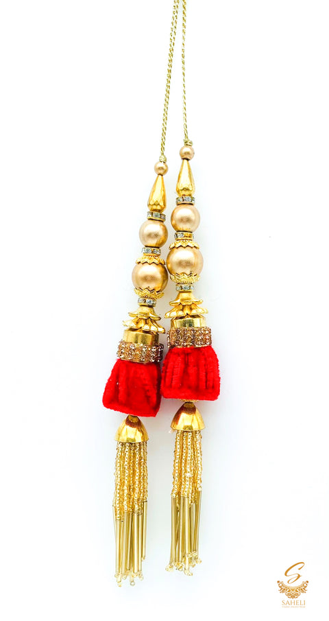 Red velvet based jerkan and pipe work beautiful latkan 16cm (pair)
