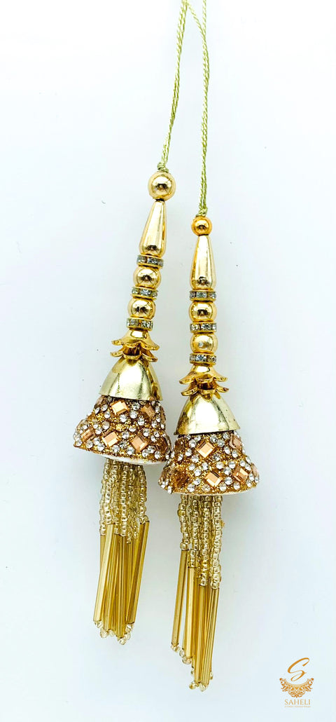 golden pearls with crystal stone latkkan 11cm (pair)