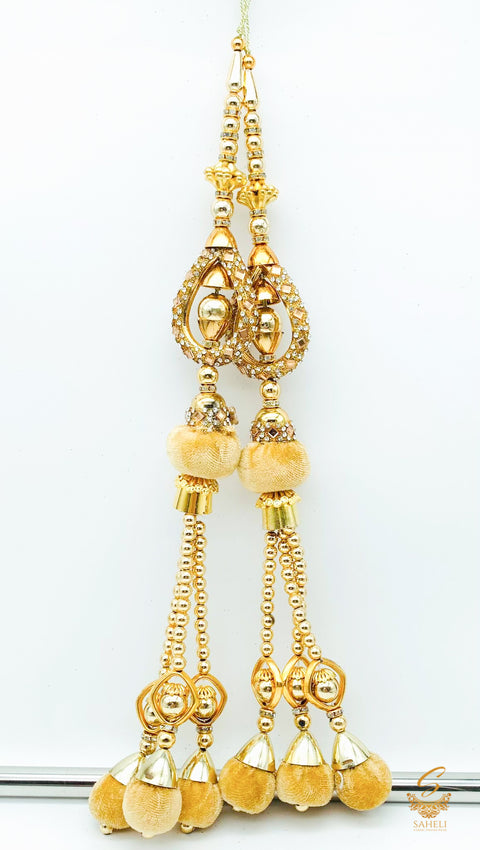 golden jerkan with crystal stone long latkan 30cm (pair)