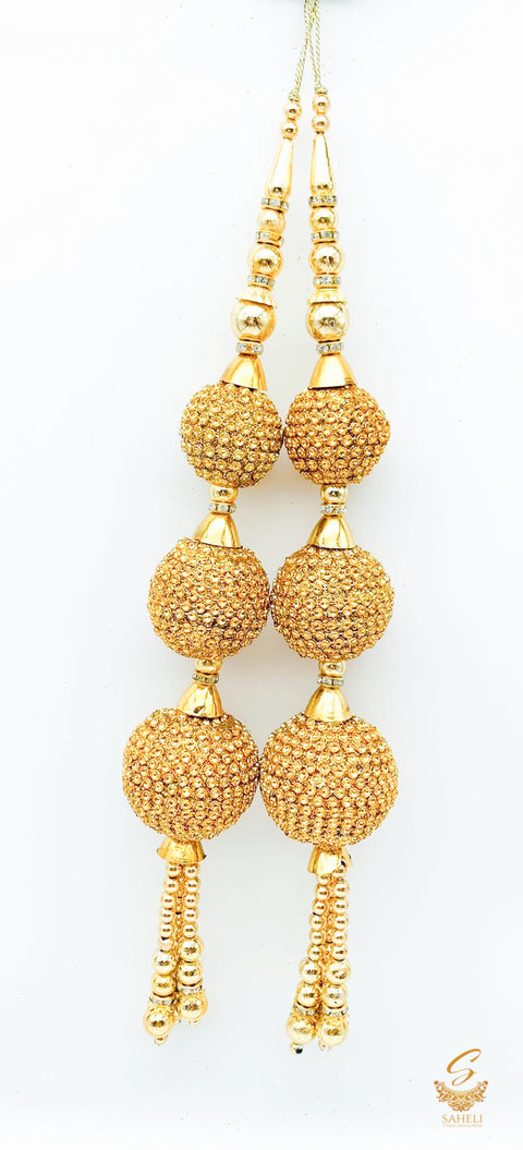 golden Jerkan With Crystal Stone Long Latkan 33cm (Pair)