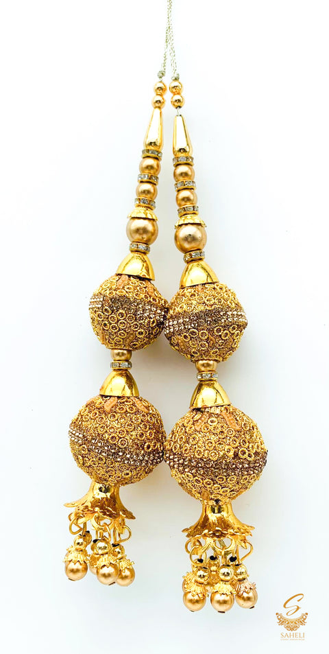 golden pearls with stone latkkan 15cm (pair)