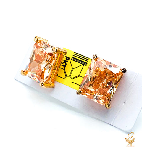Medium Size Stud Earrings With Stone