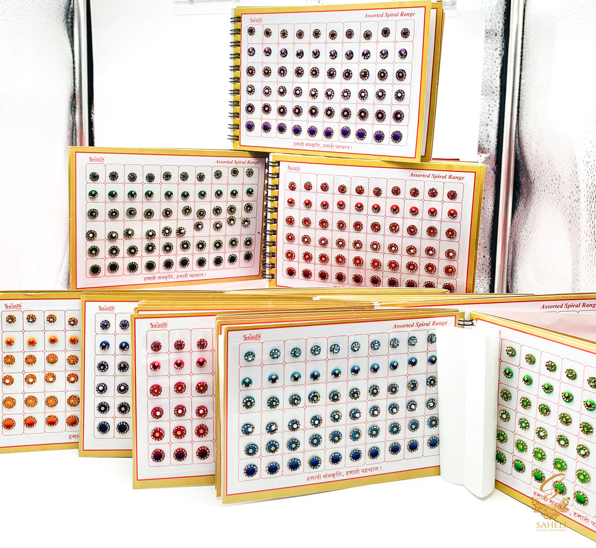 Beautiful stone work bindi book 10 colours 10 pages different sizes di ...