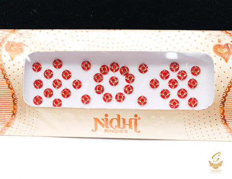 Red colour golden stone bindi