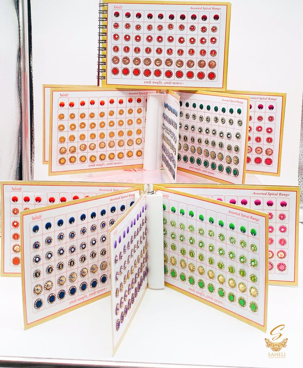 Beautiful stone work bindi book 10 colours 10 pages different sizes di ...