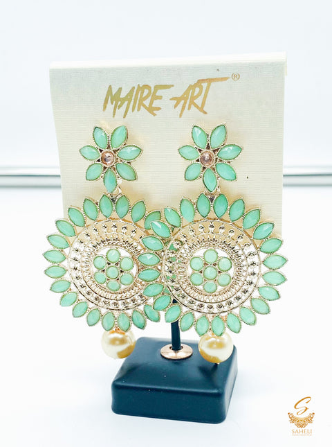 seafoam stone and pearls beautiful earrings