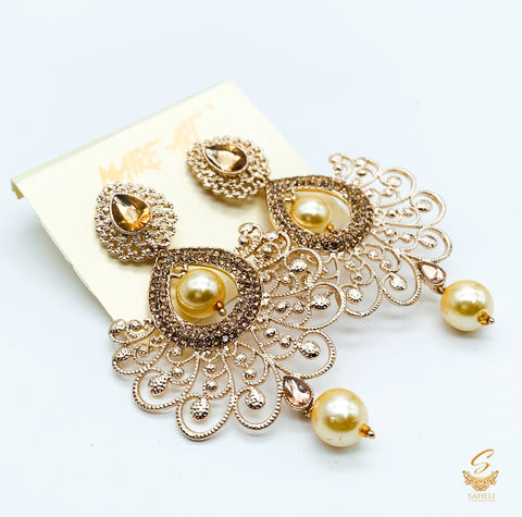 Golden stone and pearls beautiful earrings