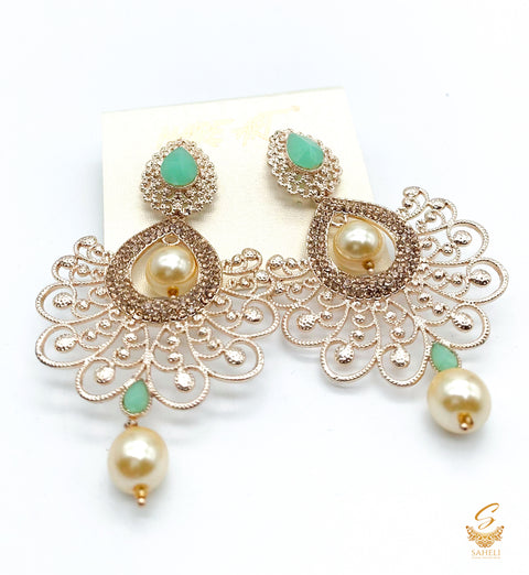 seafoam stone and pearls beautiful earrings