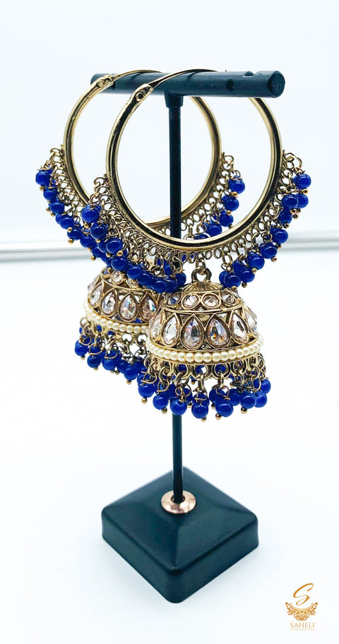 Royal blue colour pearls with original polki stone beautiful balian