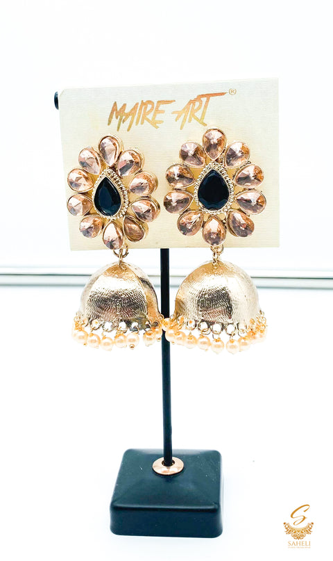 Black Stone And Pearls Beautiful jhumka