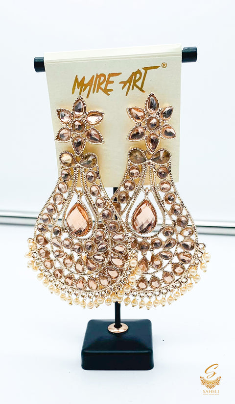 golden colour stone with pearl beautiful earring