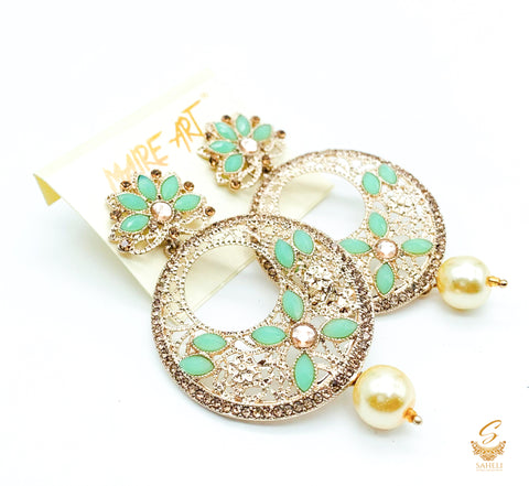 Seafoam Stone And Pearls Beautiful earrings