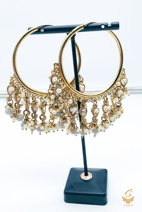 golden & grey pearls original polki stone with  beautiful balian