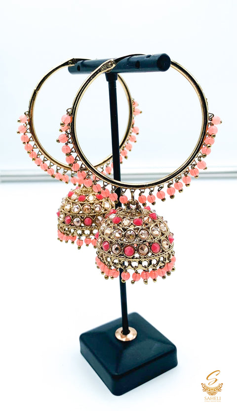peach Colour Pearls With Original Polki Stone Beautiful Balian
