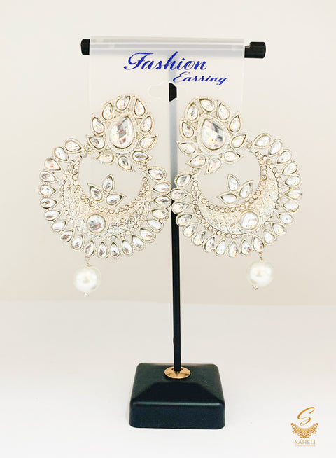 Silver stones with  Pearls beautiful earrings