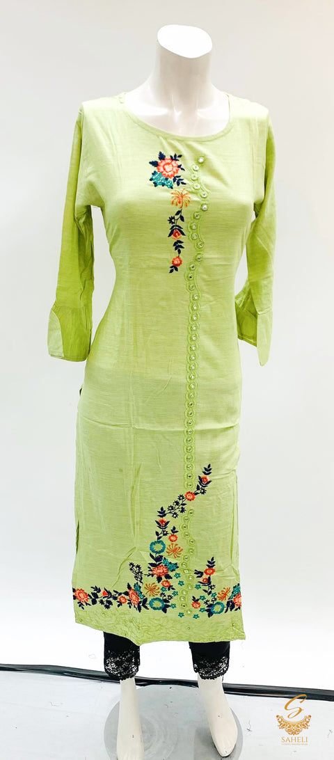 Pure rayon based beautiful embroidered kurti