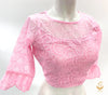 Baby pink colour soft embroidered netting With Sequence Design Long Sleeves Blouse Size 40(Upto 42)( Blouse L- 15inch , Sleeves L- 15.5 Back Neck Deep- 9)