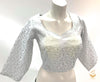 silver white colour banarsi brocade silk long sleeves blouse Size 40(upto 44)( Blouse L- 16 , Sleeves L- 16.5 Back neck deep- 9.5)