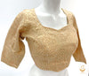 golden Colour pearl Design Long Sleeves Blouse Size 40(Upto 42)( Blouse L- 14.5 inch , Sleeves L- 15.5 Back Neck Deep- 9)