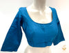Peacock blue Colour plain raw silk Long Sleeves Blouse Size 40(Upto 42)( Blouse L- 15 inch , Sleeves L- 15 Back Neck Deep- 9.5)