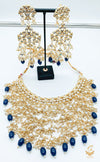 Bluecolour pearls with Kundan stone beautiful necklace set