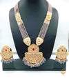Grey colour original meenakari work with kundan & pearls long necklace with earrings