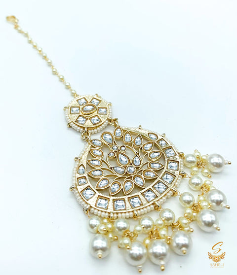 pearls with kundan stone beautiful tikka