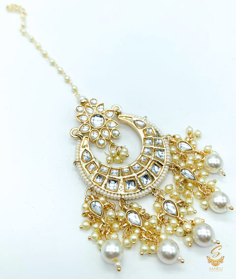 pearls with kundan stone beautiful tikka