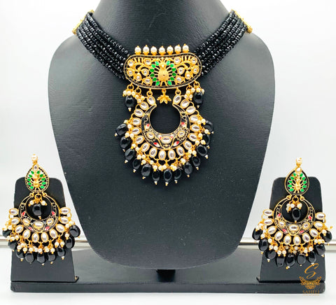 Black colour meenakari with dabi kundan beautiful choker necklace