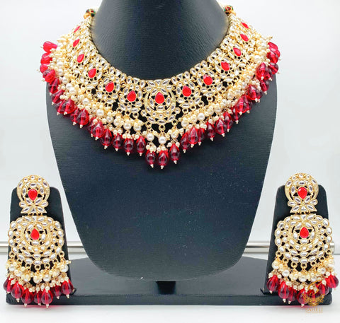 Ruby pearls with  kundan white pearl beautiful necklace set