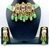Large Uncut Polki Diamond Kundan Choker Necklace with lime green stones pearls