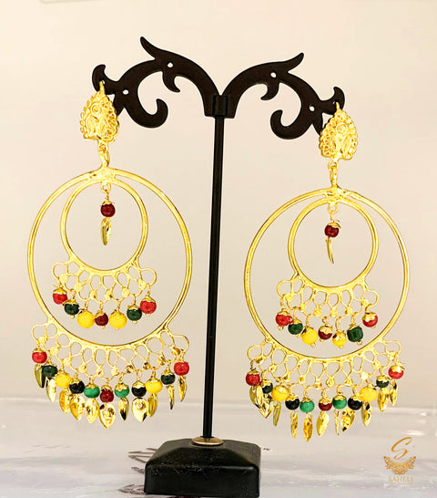 multicoloured pearls with pipal patti punjabi balian