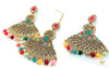 Multicoloured jerkan stone earrings with tika set