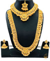 South indian double long necklace gold plated set (artificial gold)