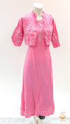 Pink colour rayon based embroideredmini jacket kurti
