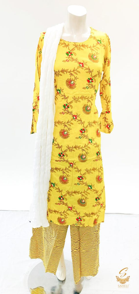 rayon based printed kurti with plazo & Dupatta size 44