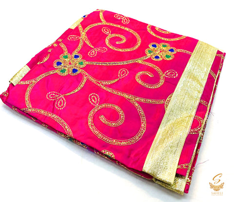 Mazenta colour sippy handwork all over Rumala Sahib double set
