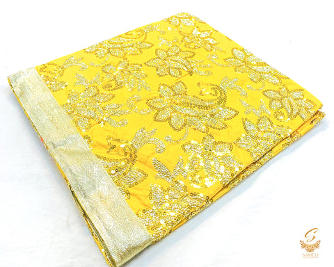 Yellow colour sippy handwork Rumala Sahib double set