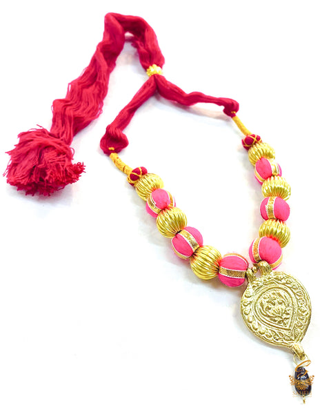 Hot pink Kantha mala,Punjabi Traditional Jewellery for Bhangra
