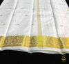Off White Art Silk Saree With Golden Borders, Unstitched Blouse