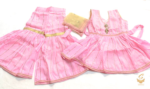 Pink colour kids sharara suit