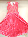 Hot pink colour silk based stone work beautiful gown
