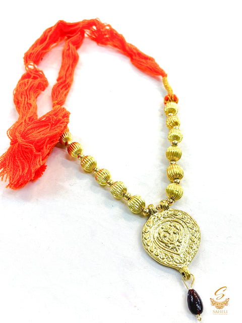 Orange Kantha mala,Punjabi Traditional Jewellery for Bhangra