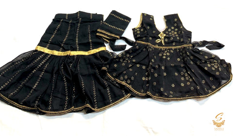 black colour Georgette Based Kids Sharara Suit