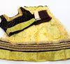 Dark brown colour velvet blouse with stone work ,netting golden colour lehnga & netting dupatta